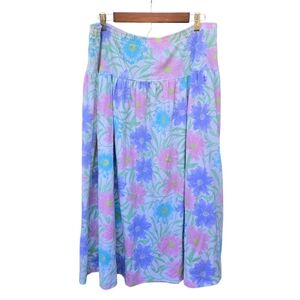 Vintage Pastel Floral Print Skirt - Multicolor